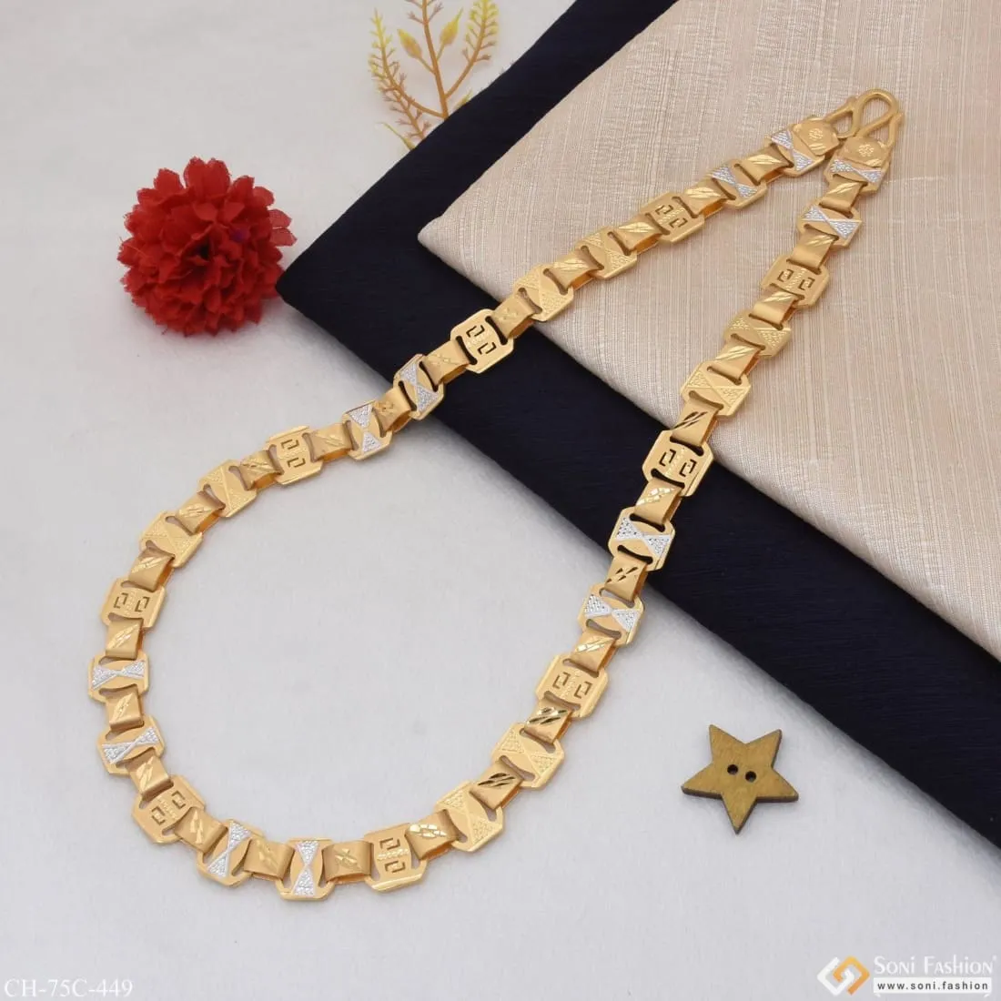 1 Gram Gold Plated Cute Design Fancy Design High-Quality Chain for Men - Style C449