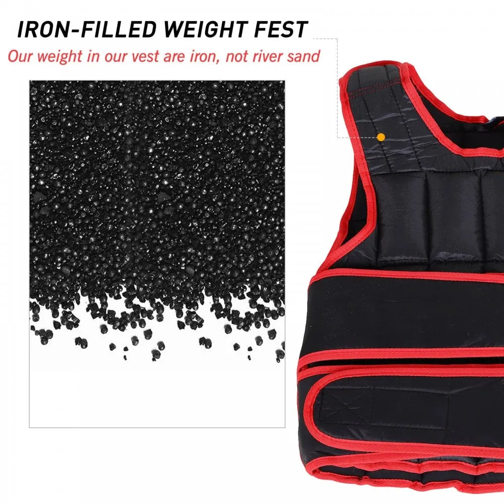 10kg Adjustable Exercise Workout Metal Sand Weight Vest Red