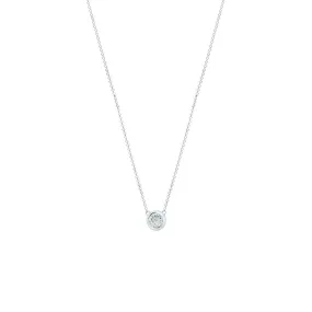 14 Karat White Gold Bezel Necklace with Old European Diamond