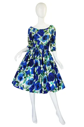 1950s Suzy Perette Blue Floral Dress