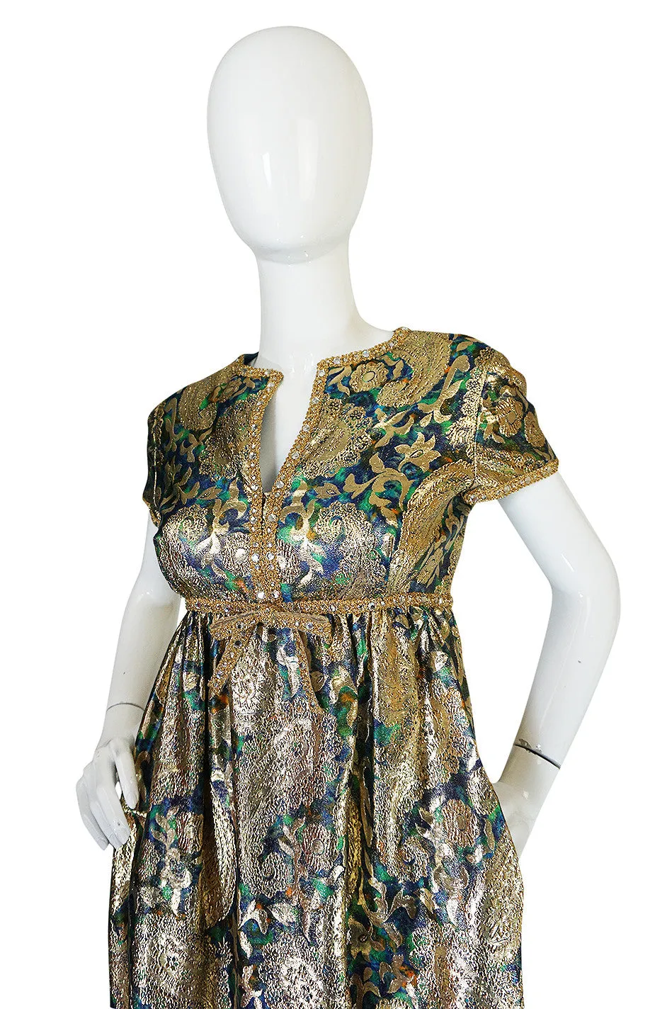 1960s Gold Metallic Organza Malcolm Starr Dress