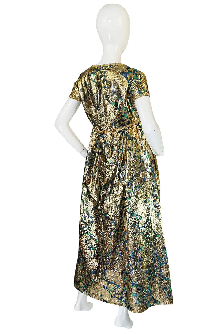 1960s Gold Metallic Organza Malcolm Starr Dress