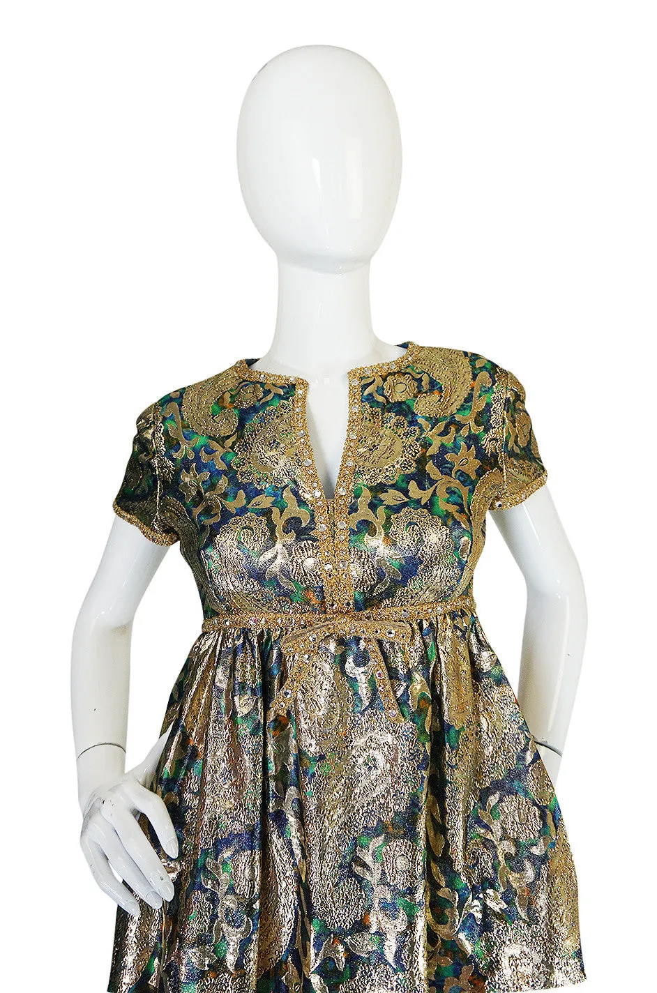 1960s Gold Metallic Organza Malcolm Starr Dress