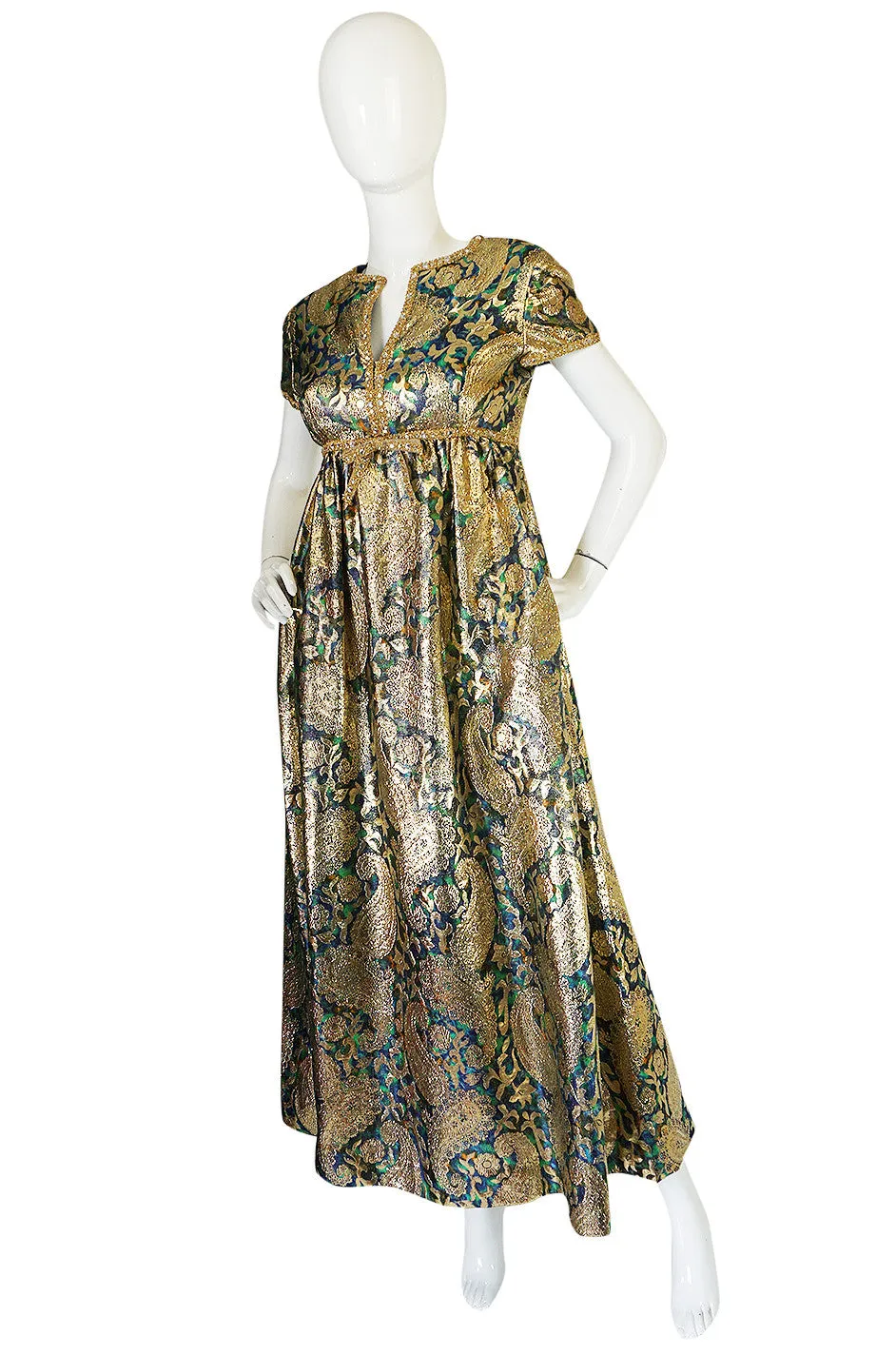 1960s Gold Metallic Organza Malcolm Starr Dress