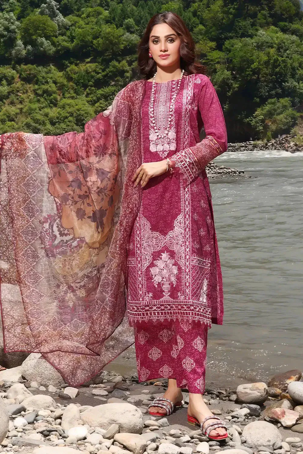 3PC Embroidered Unstitched Lawn Suit KCNE-2119