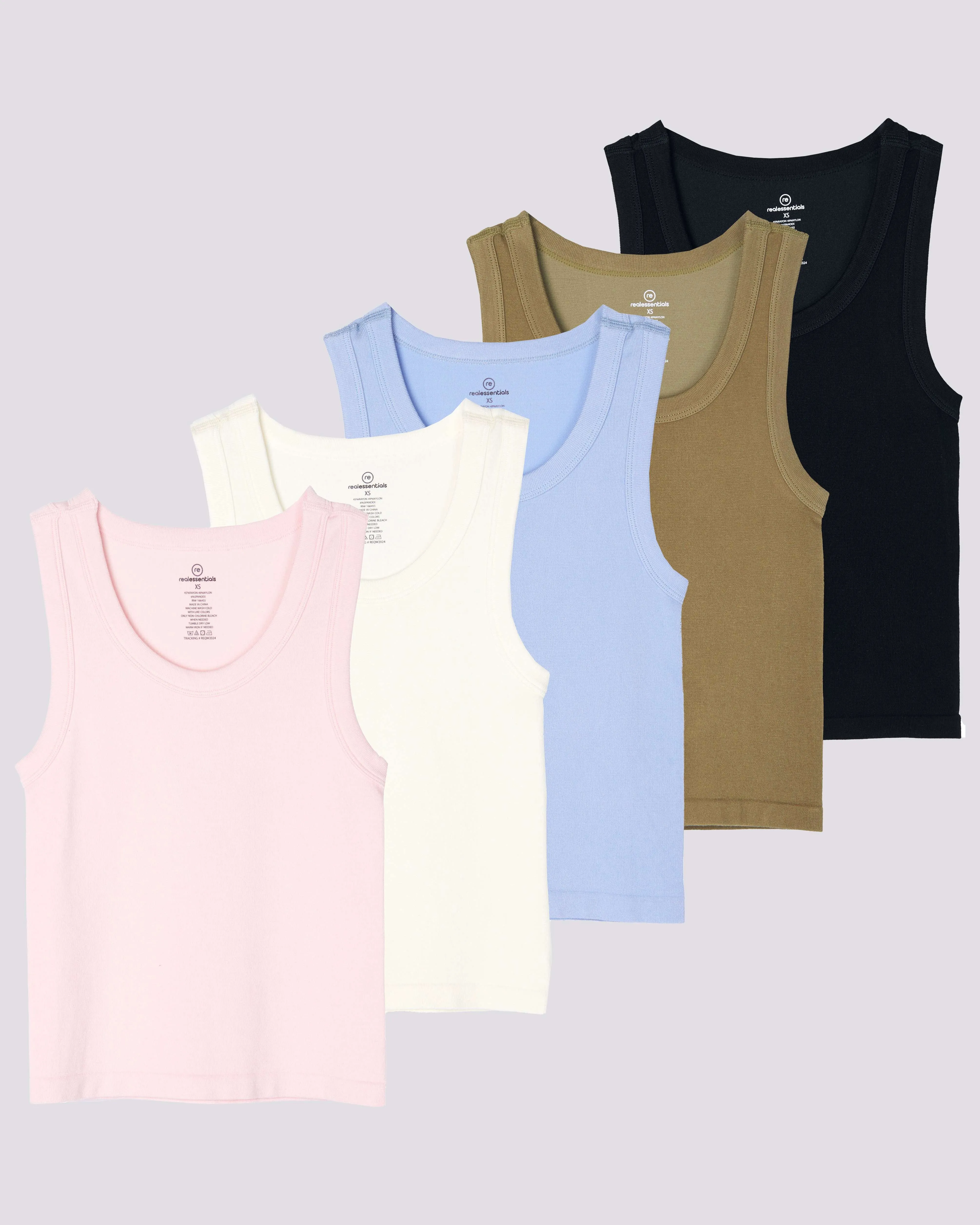 5 Pack: Women's Seamless Ribbed Cropped Tank Top