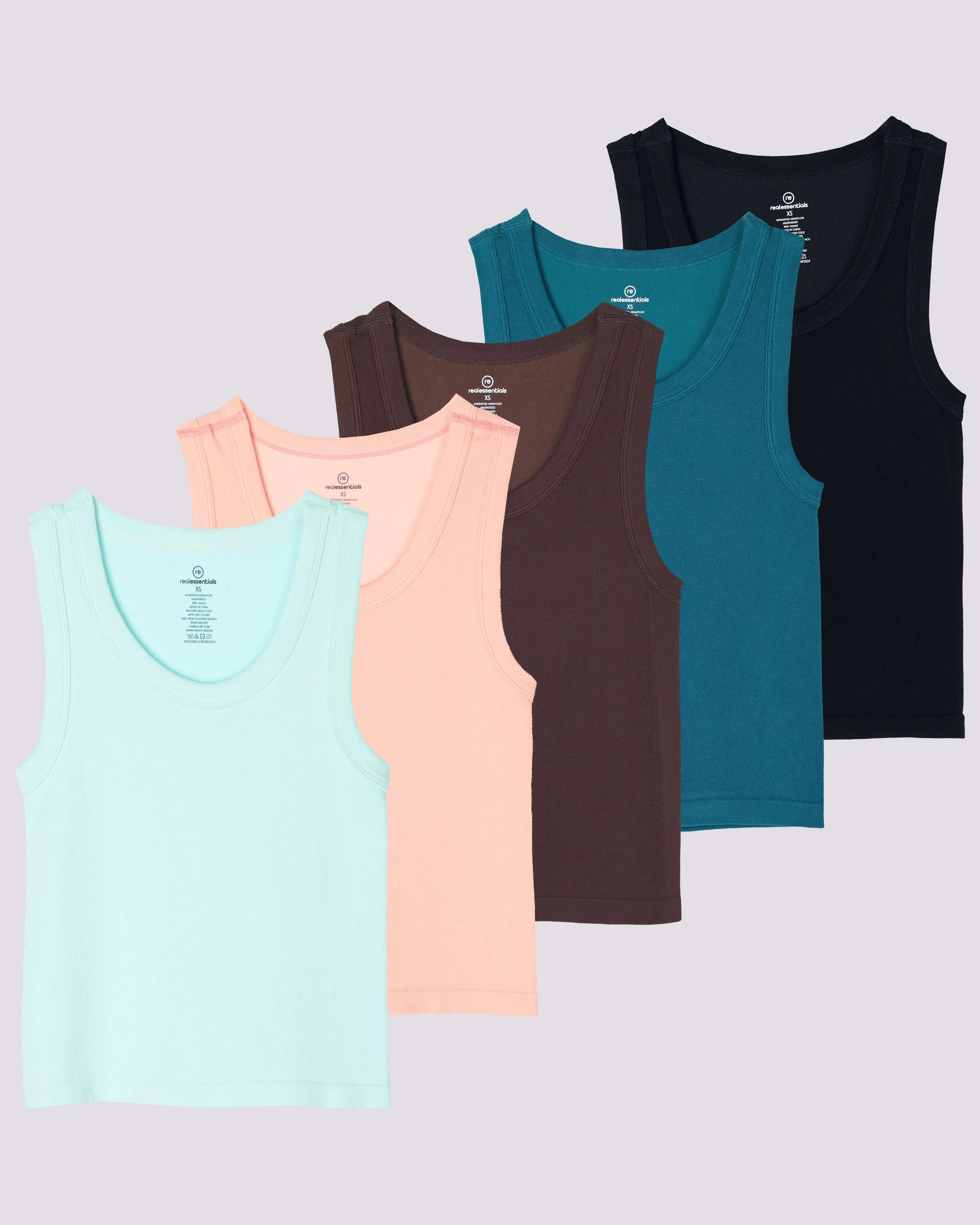 5 Pack: Women's Seamless Ribbed Cropped Tank Top