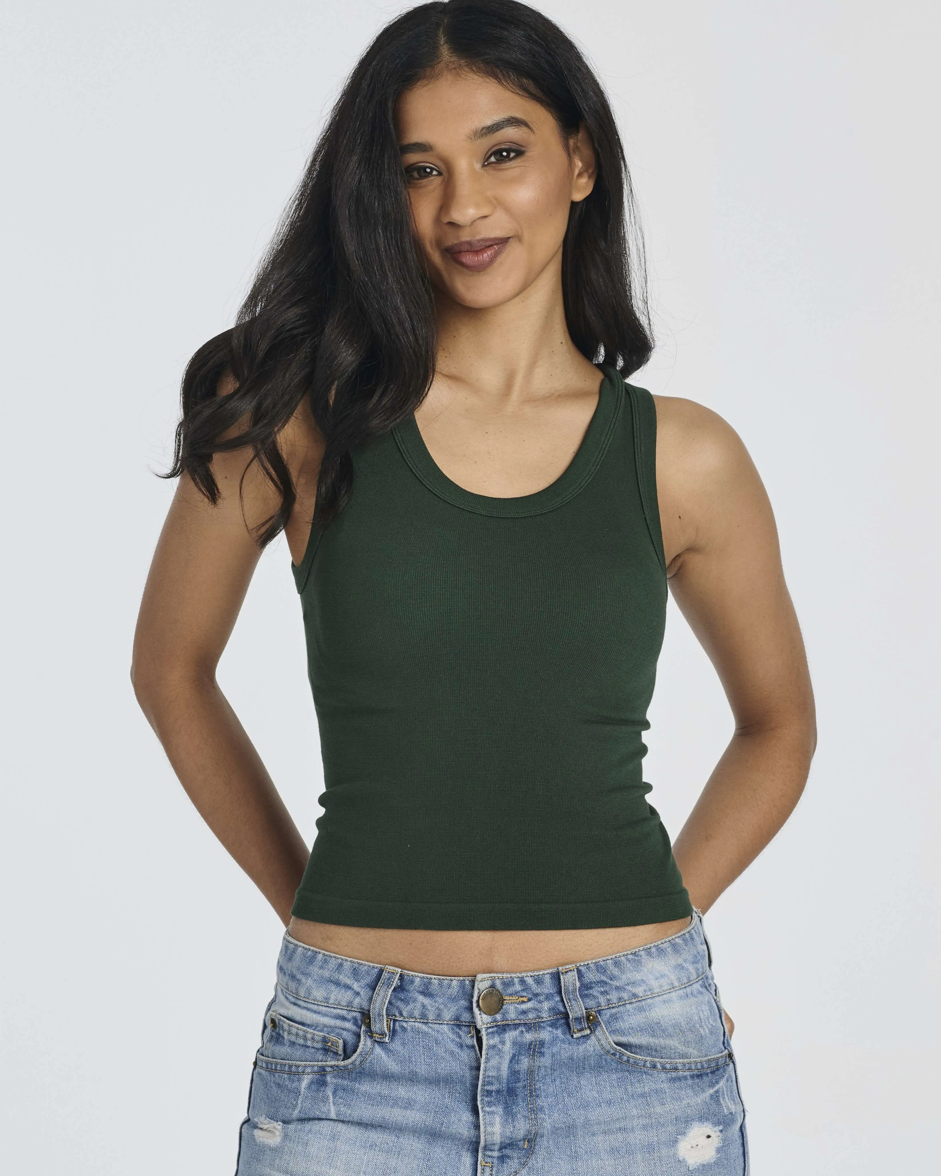 5 Pack: Women's Seamless Ribbed Cropped Tank Top