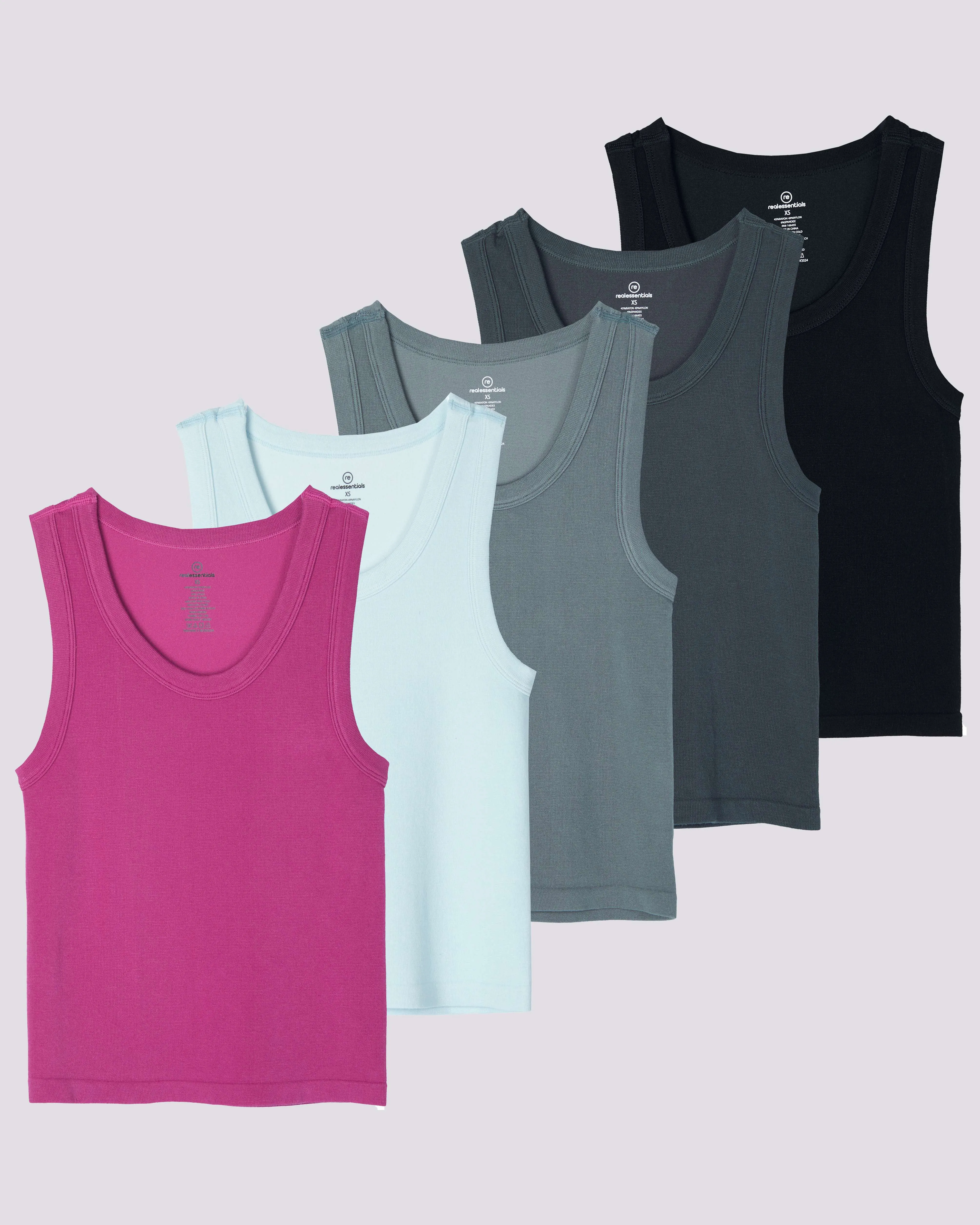 5 Pack: Women's Seamless Ribbed Cropped Tank Top