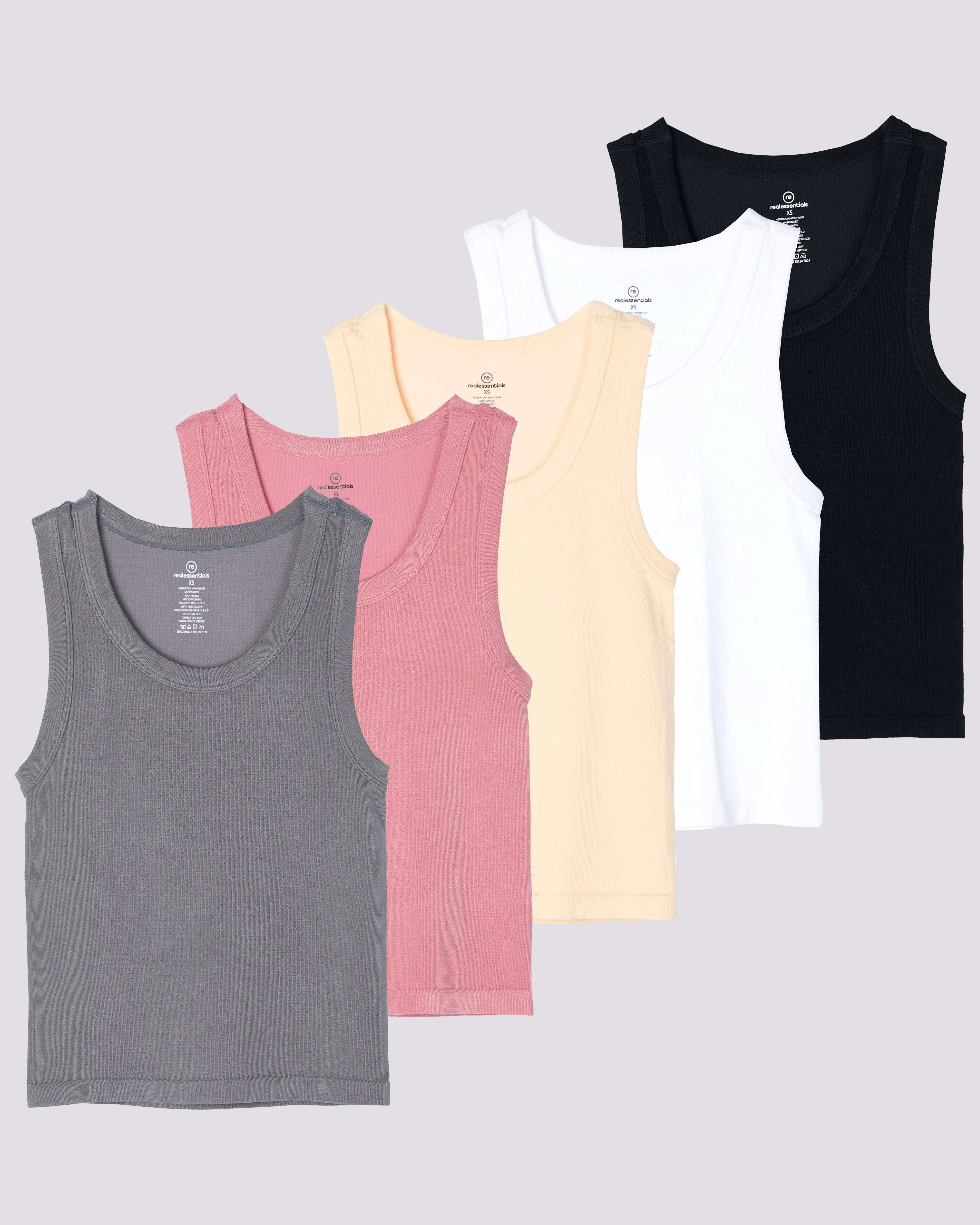 5 Pack: Women's Seamless Ribbed Cropped Tank Top