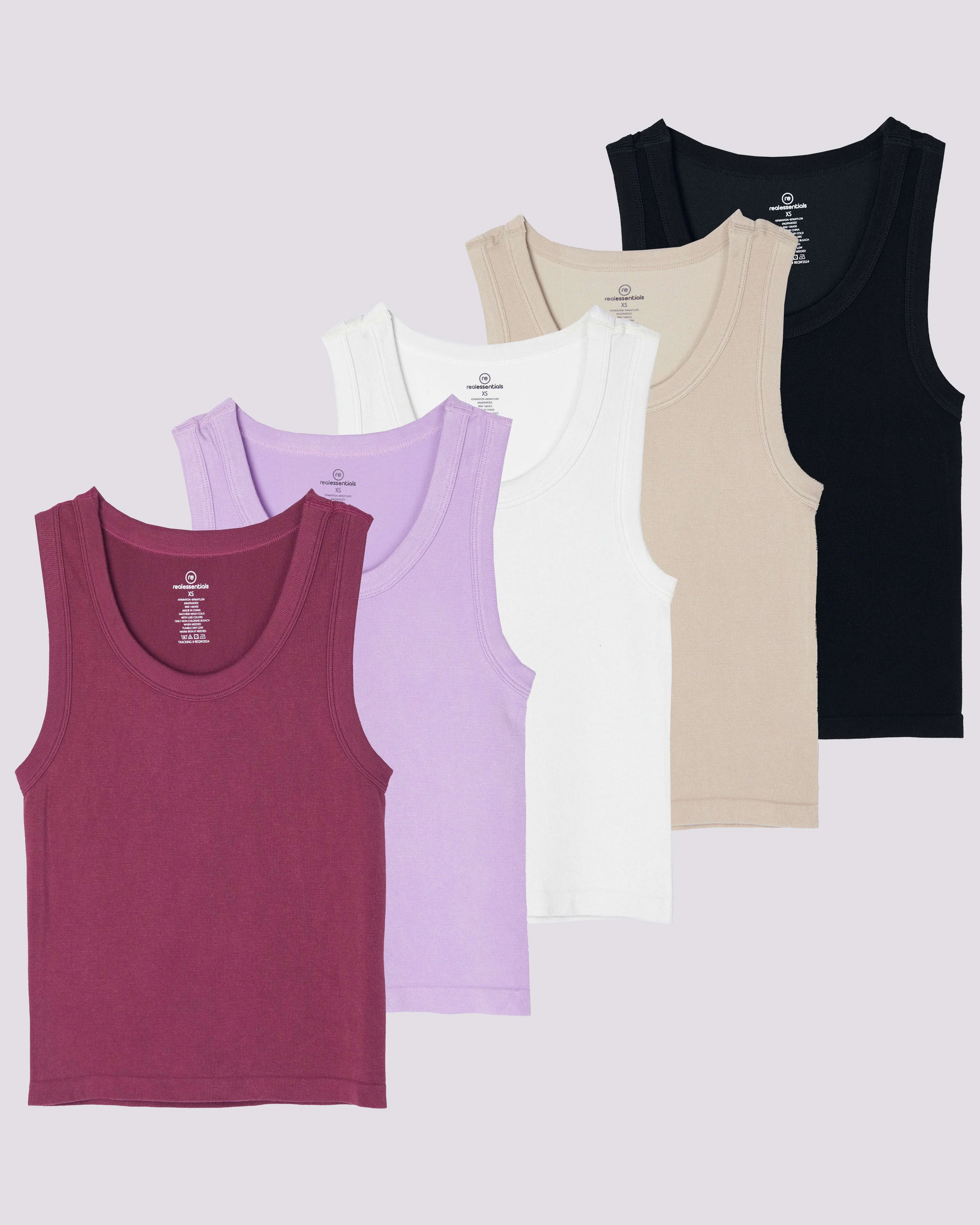 5 Pack: Women's Seamless Ribbed Cropped Tank Top