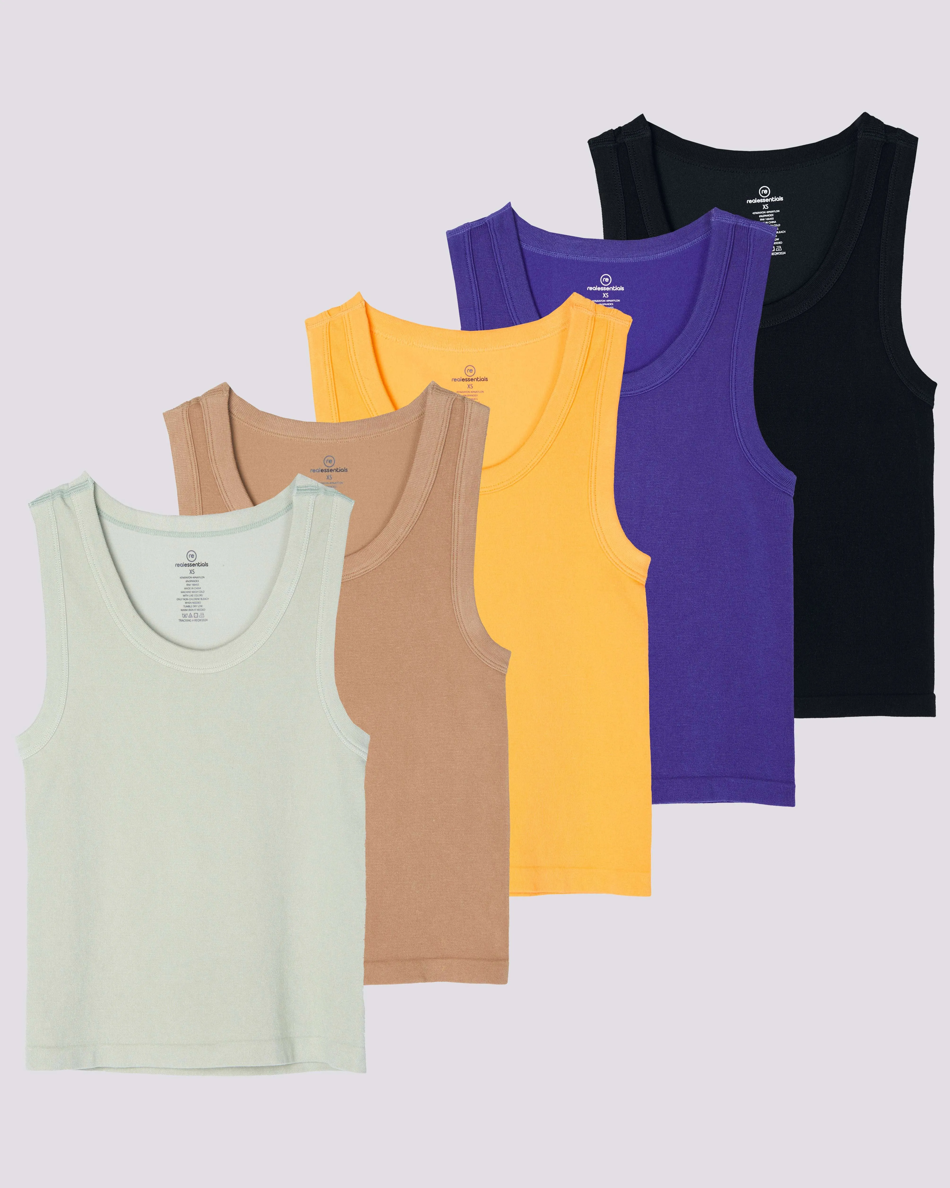 5 Pack: Women's Seamless Ribbed Cropped Tank Top