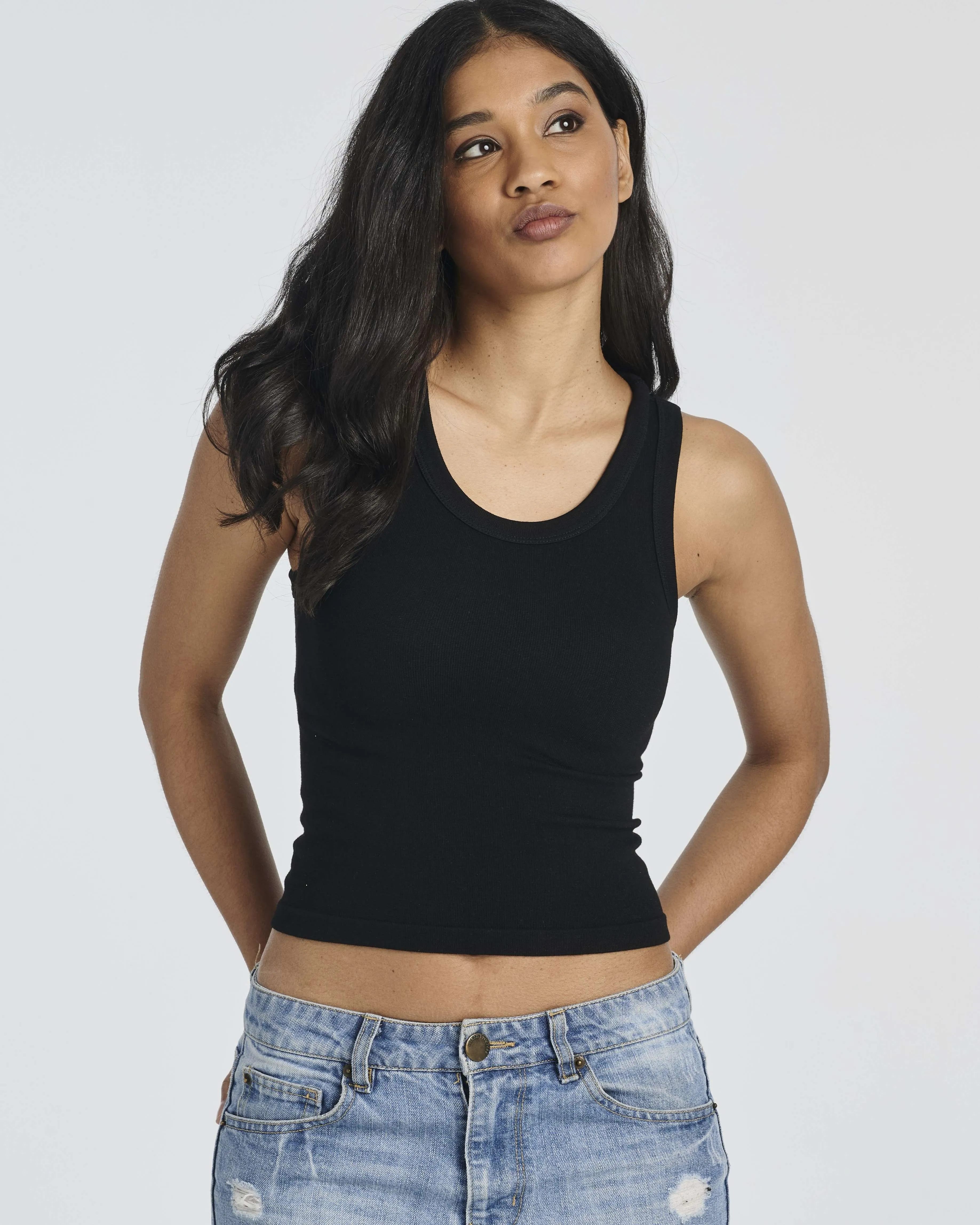 5 Pack: Women's Seamless Ribbed Cropped Tank Top