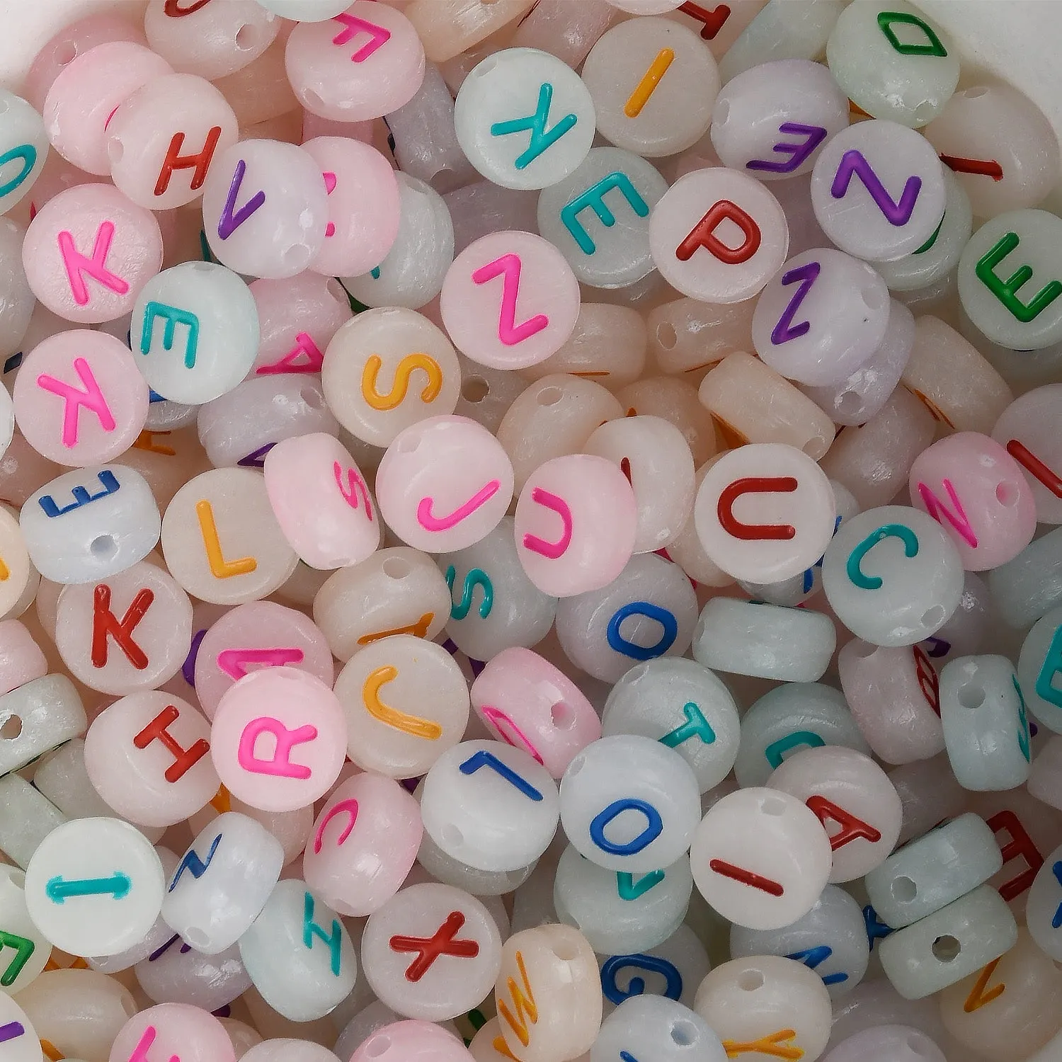 7mm Glow in Dark beads acrylic beads plastic letter beads Craft Supplies for bead necklace 100pcs/bag 103117