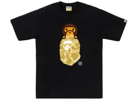 A Bathing Ape Color Camo Milo on Ape Head Tee in Black/Yellow