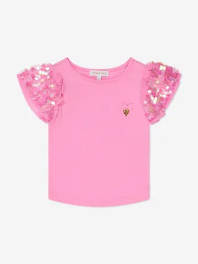 Angels Face Girls Sequin Louise Top in Pink