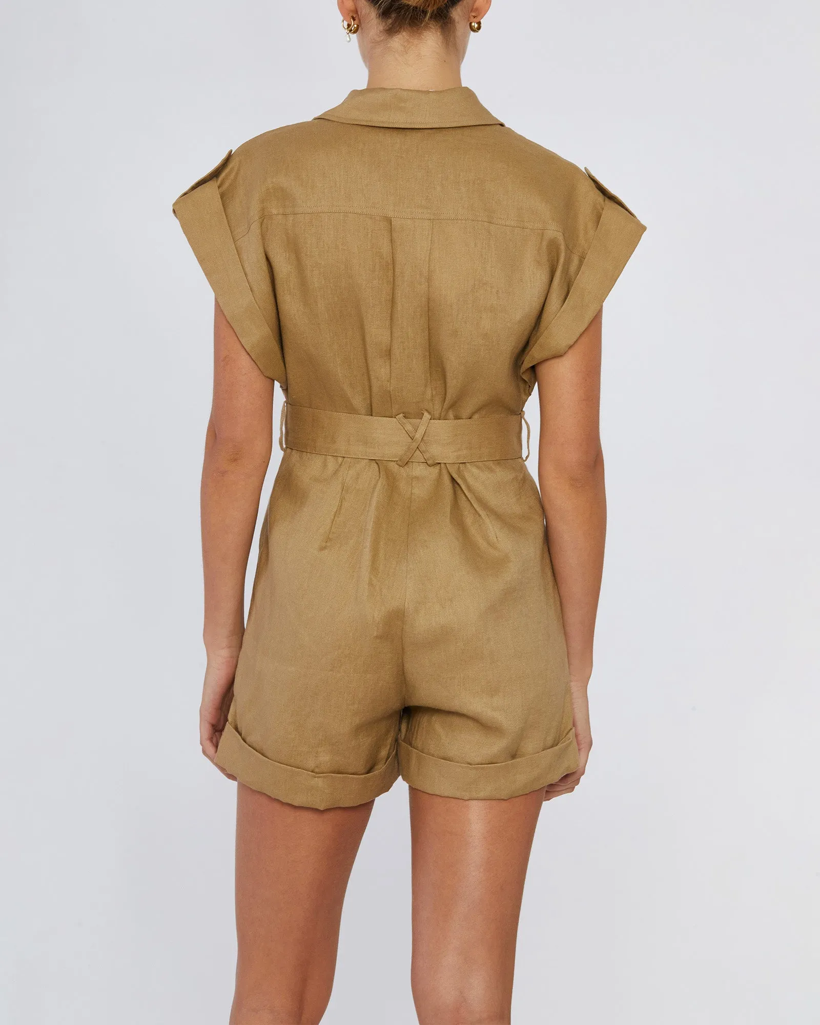 Arizona Linen Playsuit - Flaxen