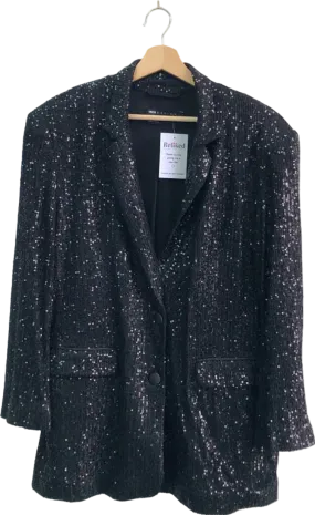 ASOS Design Black Sequin Blazer UK 8