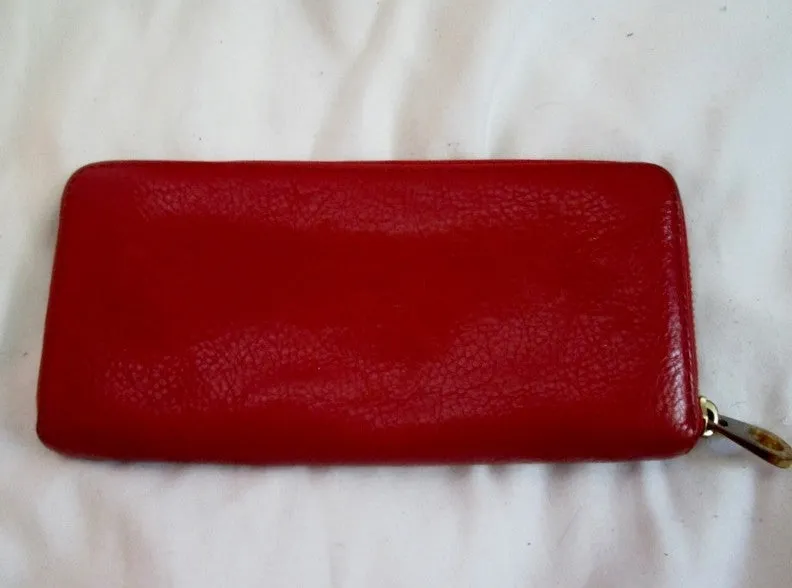 Authentic MARC BY MARC JACOBS coin purse Wallet Organizer Leather Zip RED