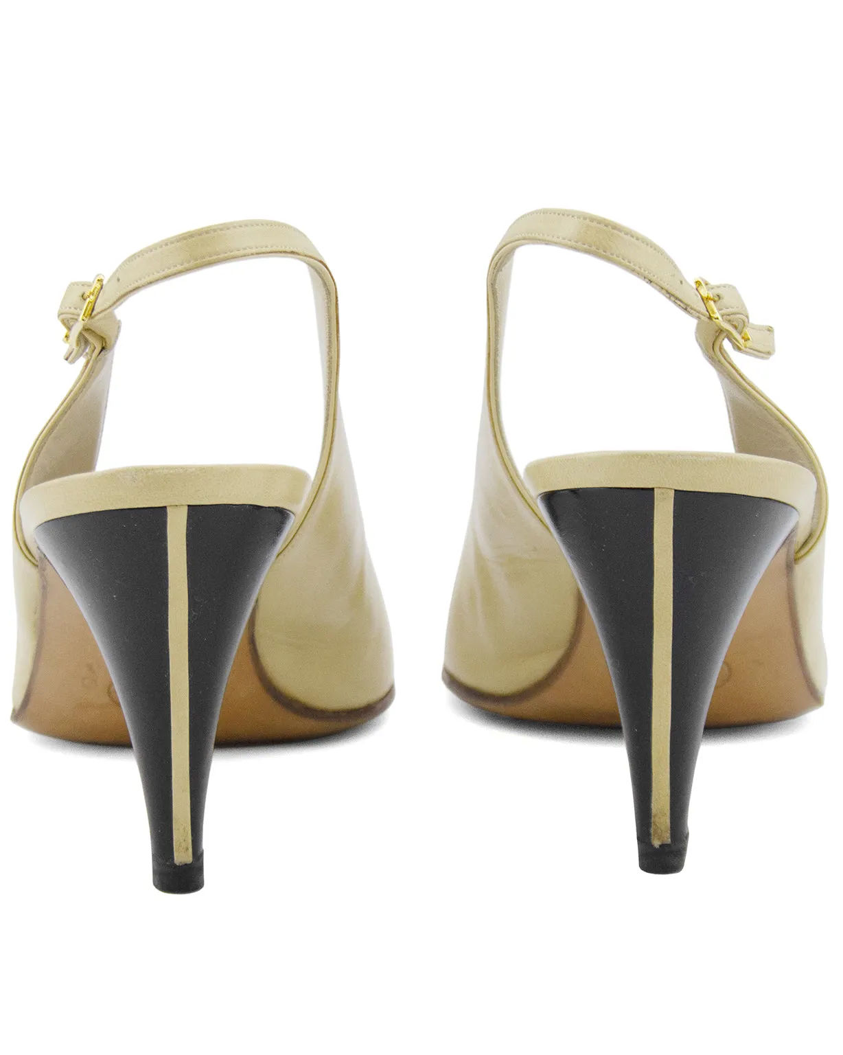 Beige and Black Slingbacks