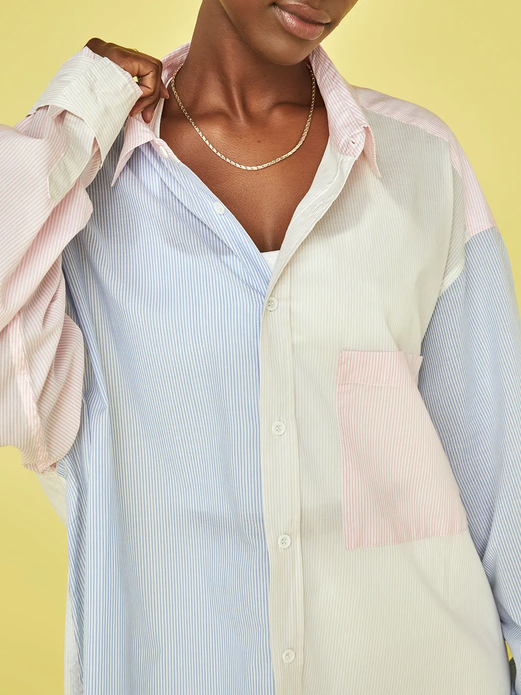 Benny Shirt - White/Pink/Blue