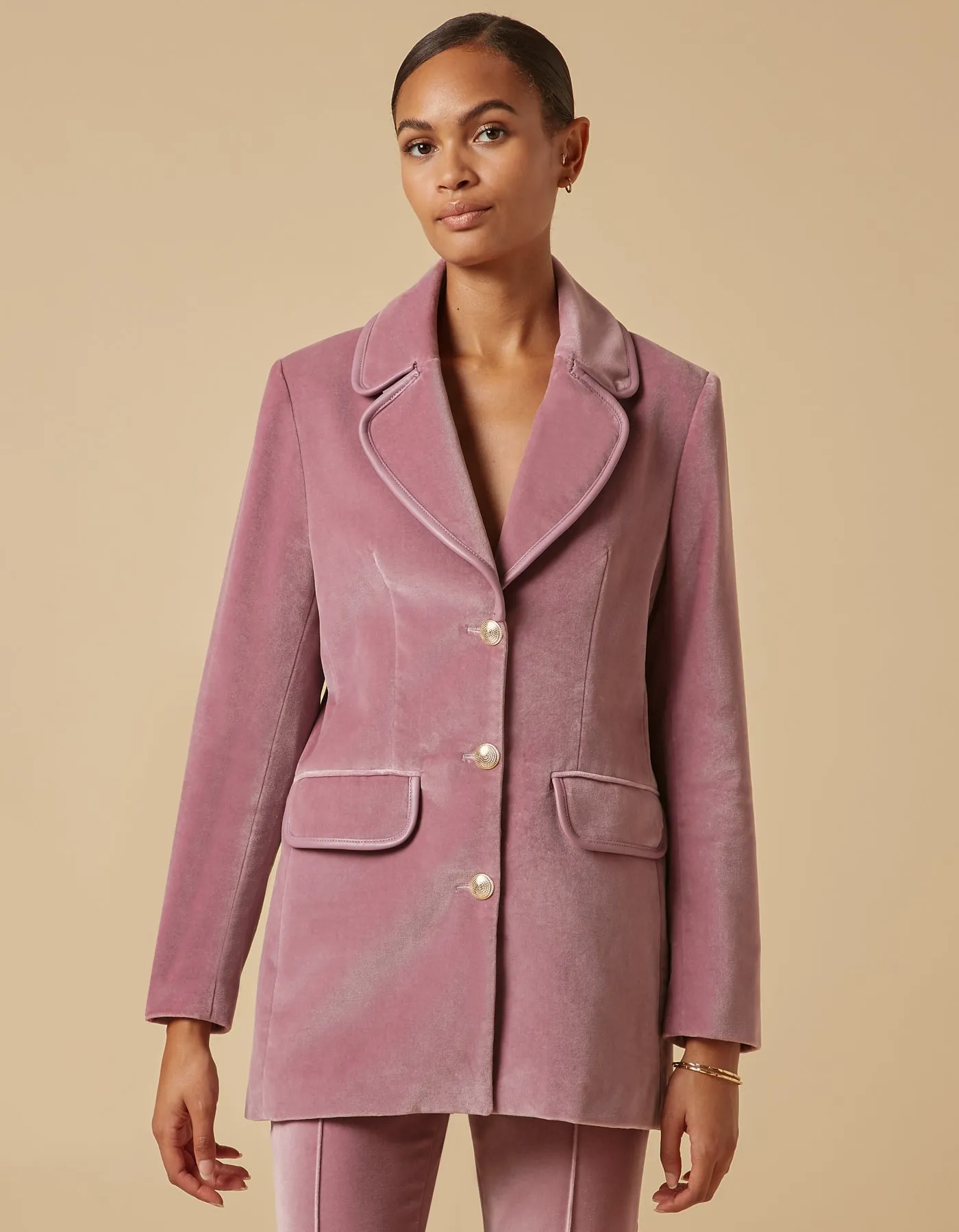 Bianca Lavender Single Breasted Velvet Jacket