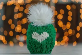 Big Heart Faux Fur Pom-Pom Beanie in Feeling Festive