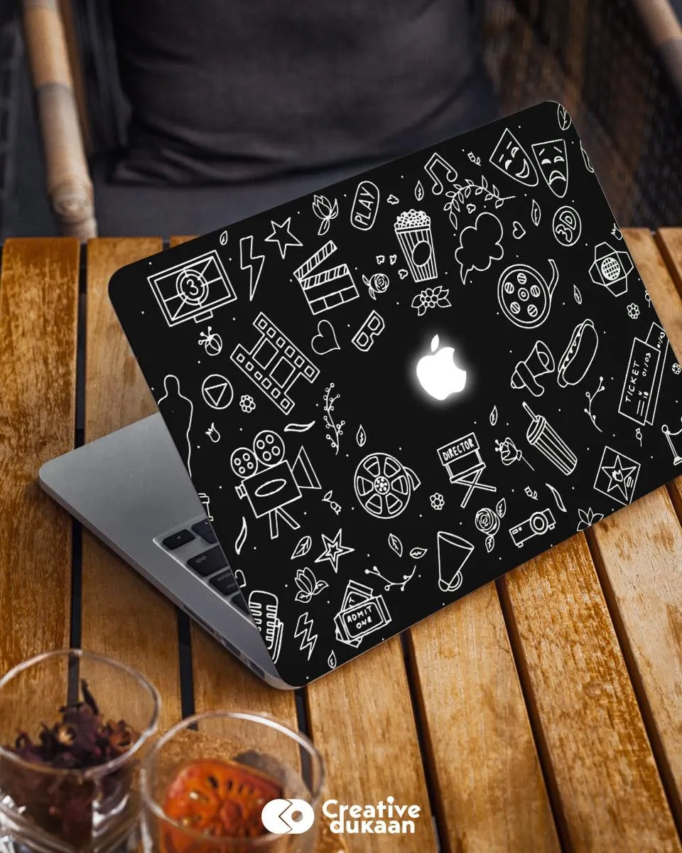 Black & White MacBook Skin With Cute Doodle Drawings