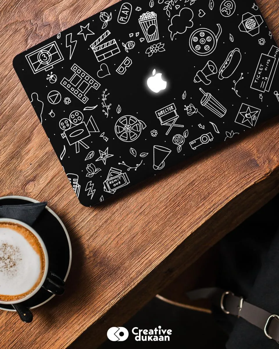 Black & White MacBook Skin With Cute Doodle Drawings