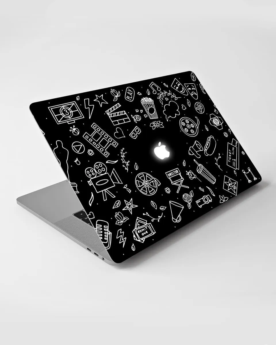 Black & White MacBook Skin With Cute Doodle Drawings