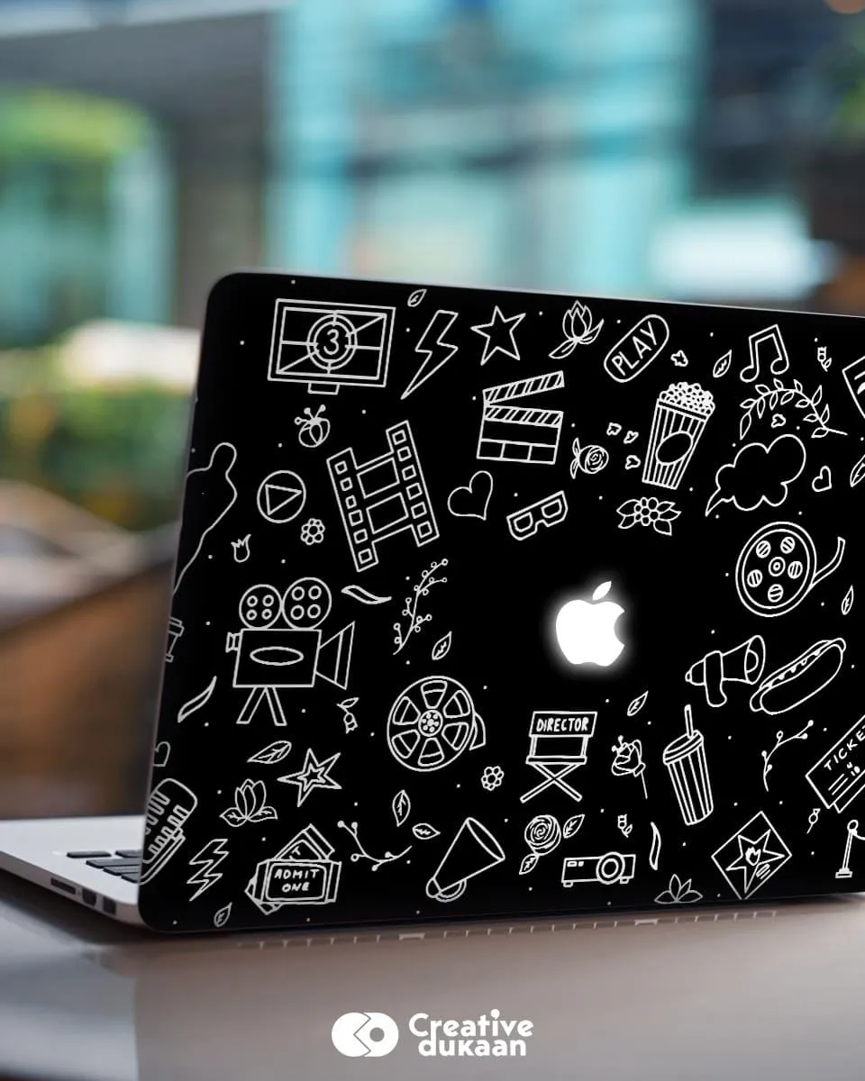 Black & White MacBook Skin With Cute Doodle Drawings