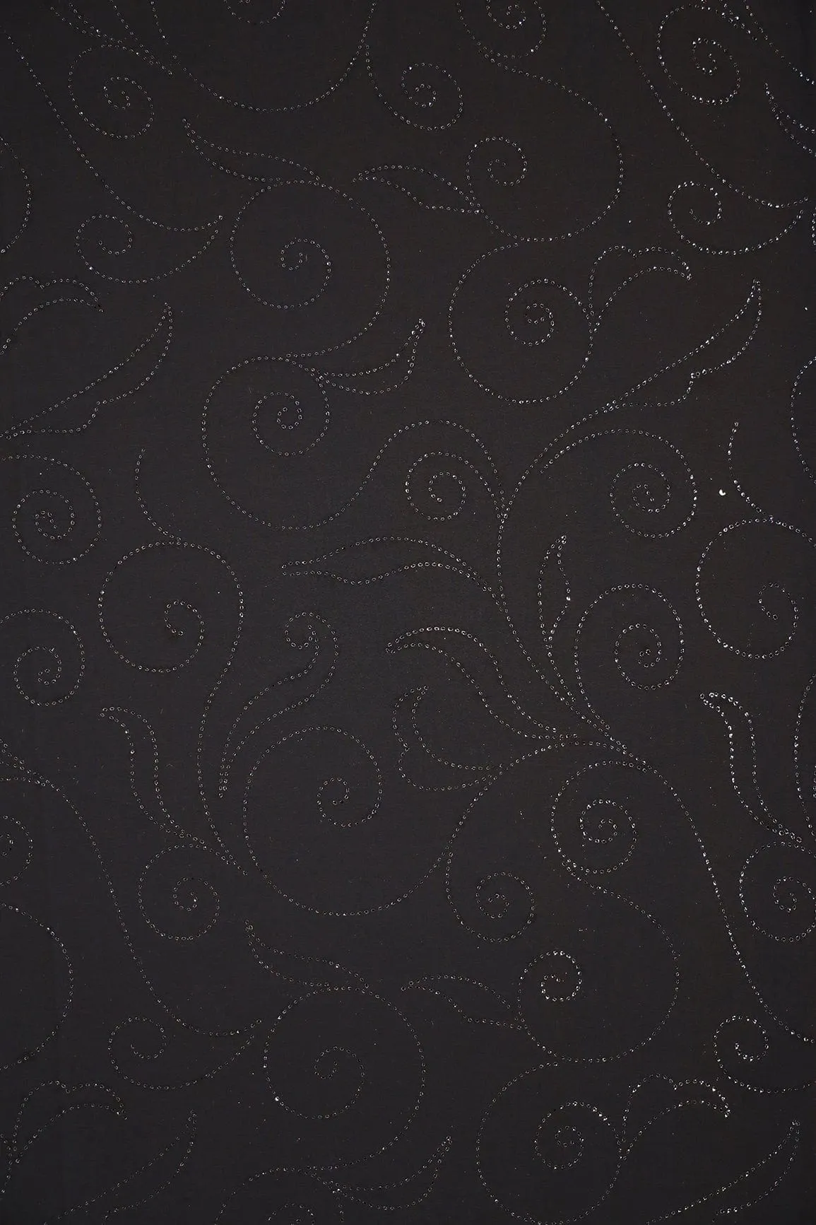 Black Ethnic Laser Cut Foil Print On Georgette Fabric