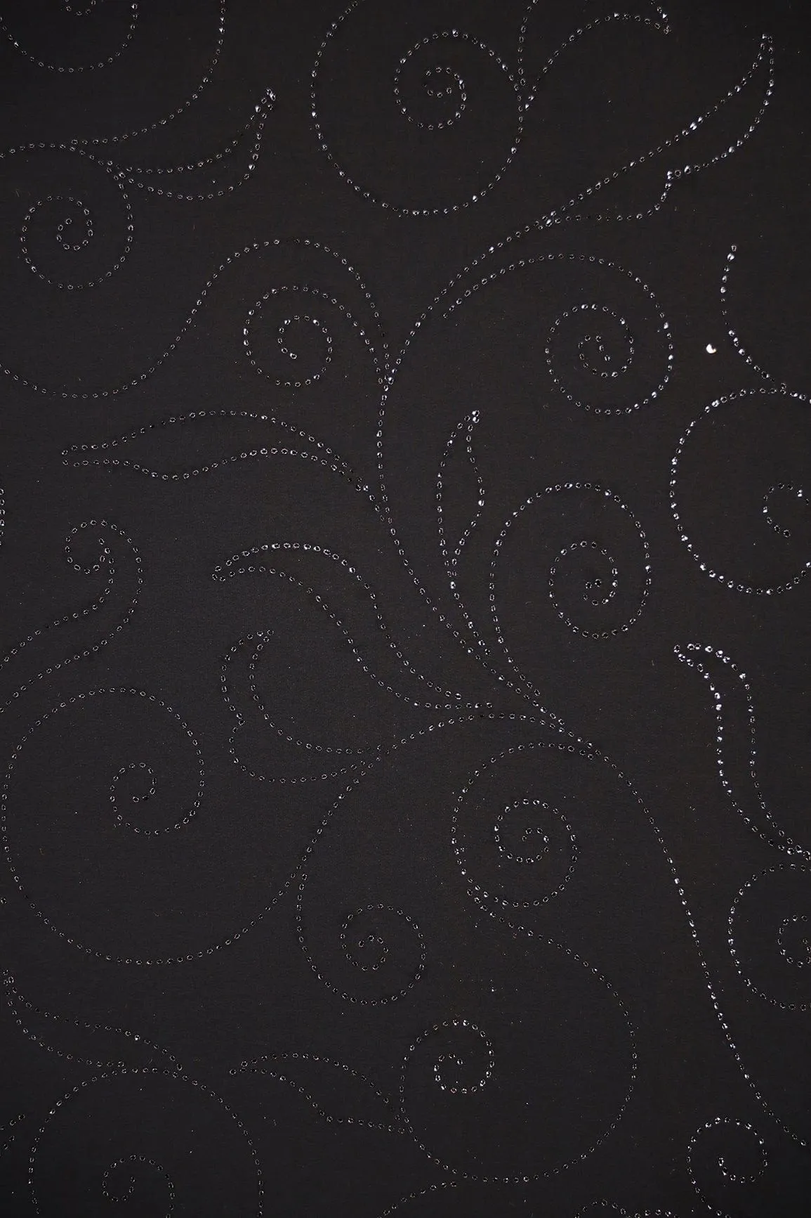 Black Ethnic Laser Cut Foil Print On Georgette Fabric