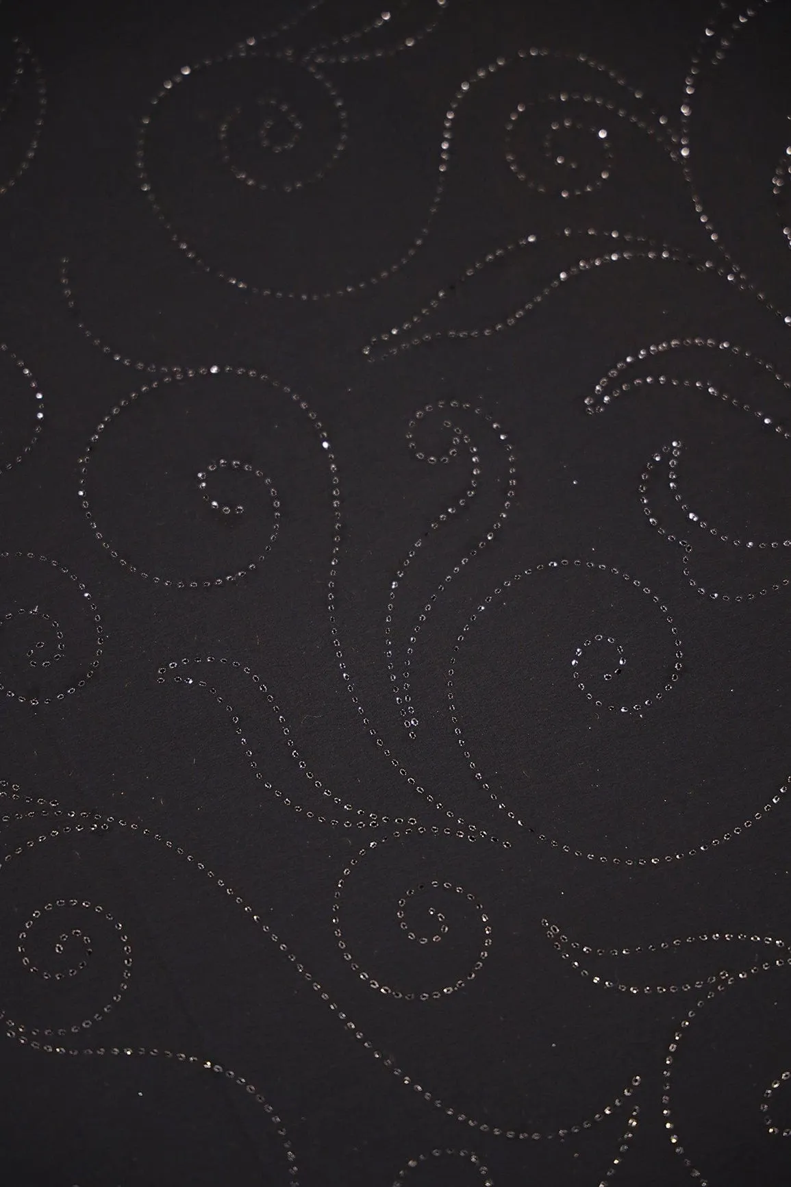 Black Ethnic Laser Cut Foil Print On Georgette Fabric