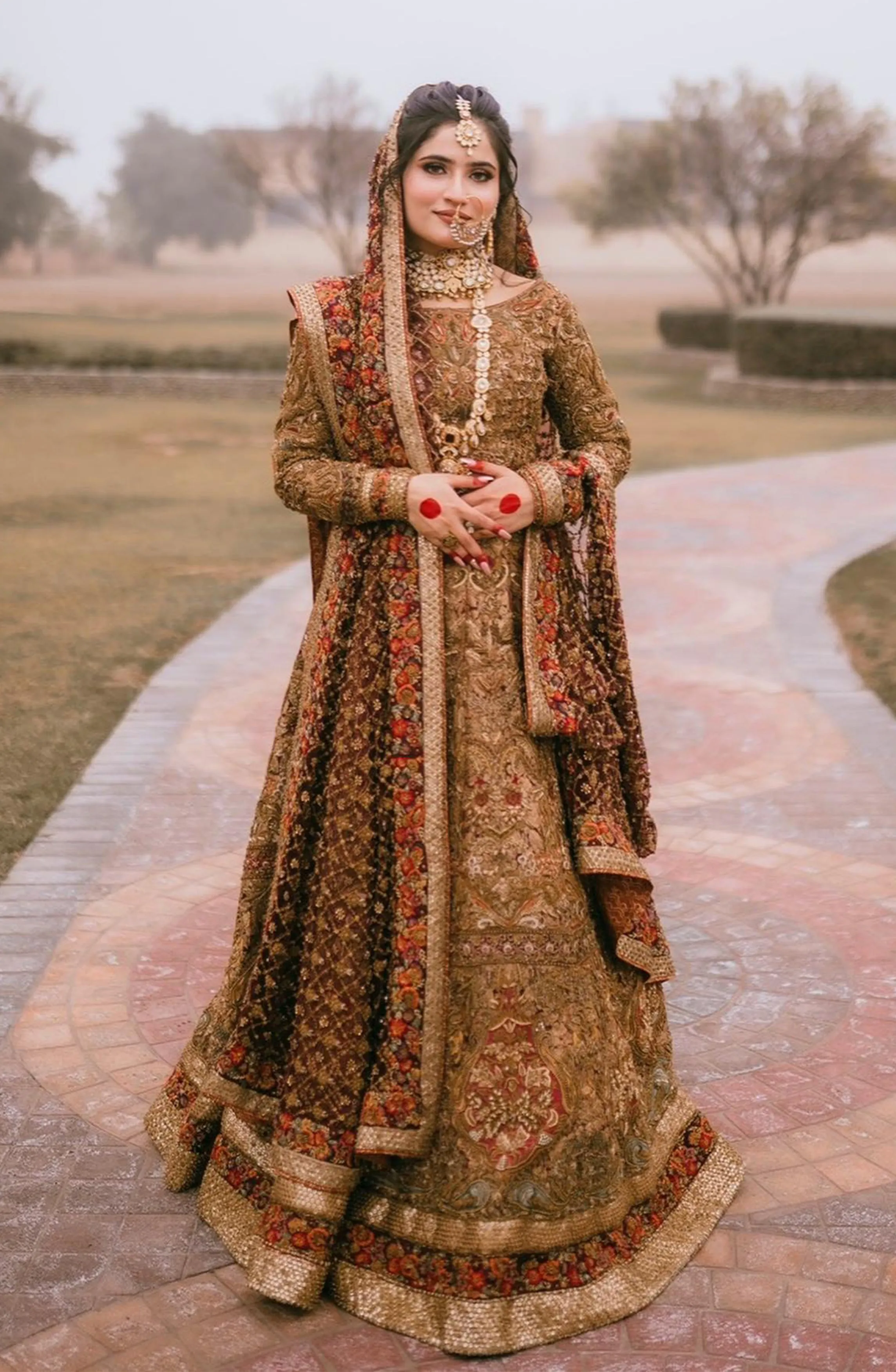 Bridal Traditionally Embroidered Lehenga Choli with Dupatta in Net