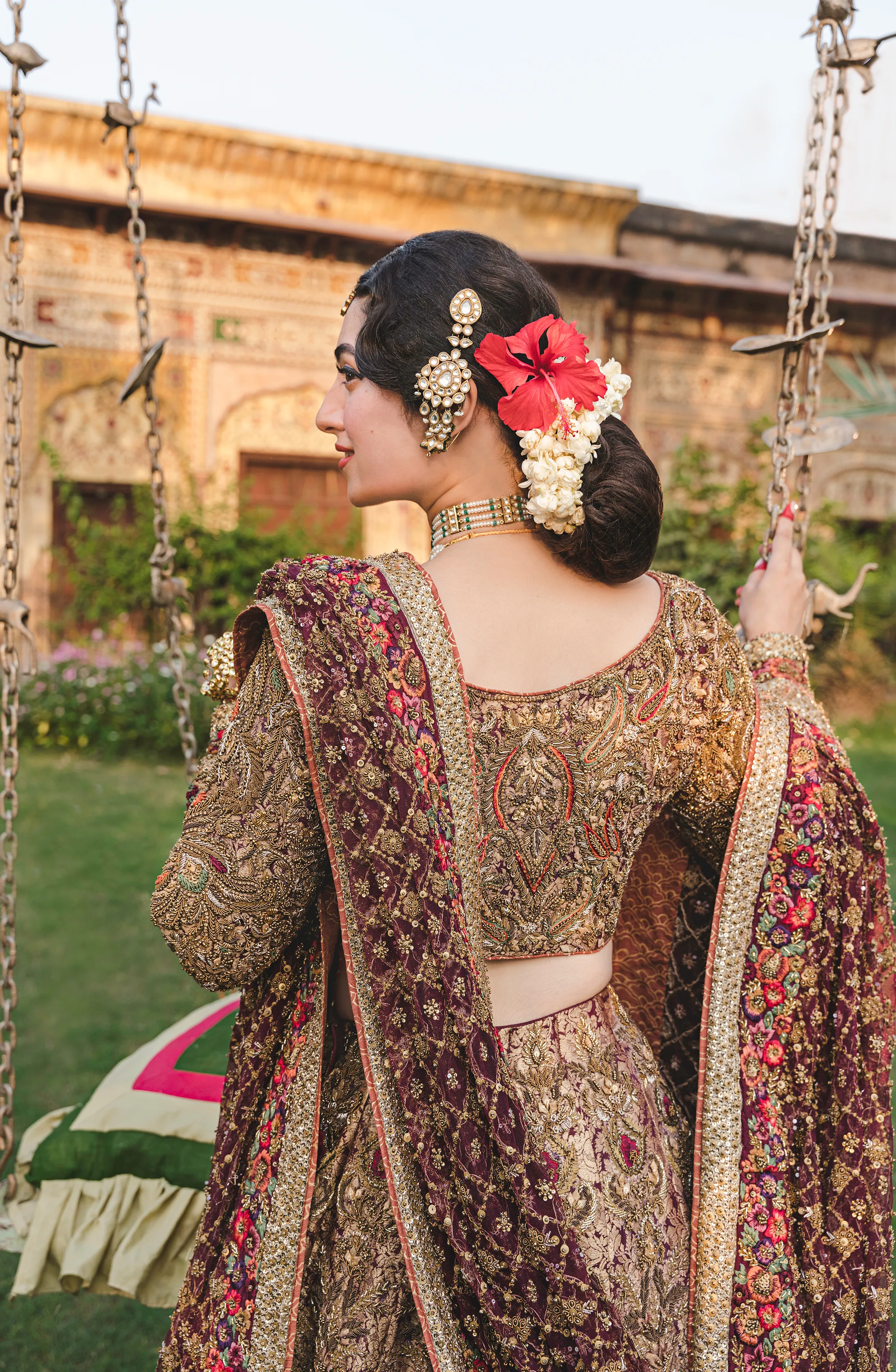 Bridal Traditionally Embroidered Lehenga Choli with Dupatta in Net