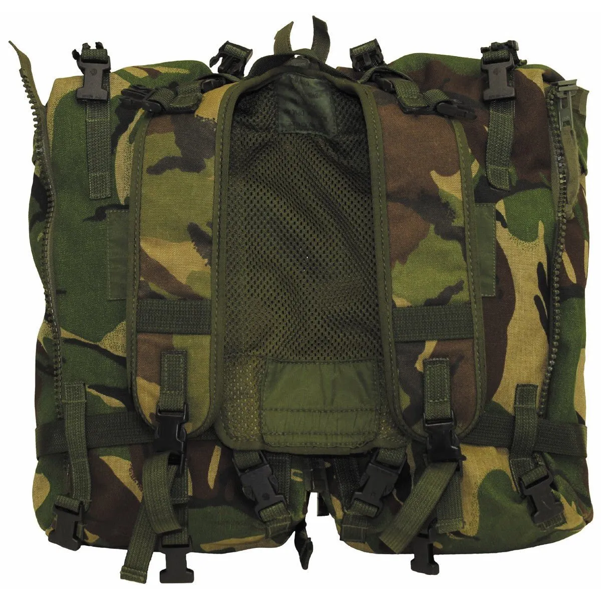 British Army 90L Short Back DPM Bergen With Side Pouches