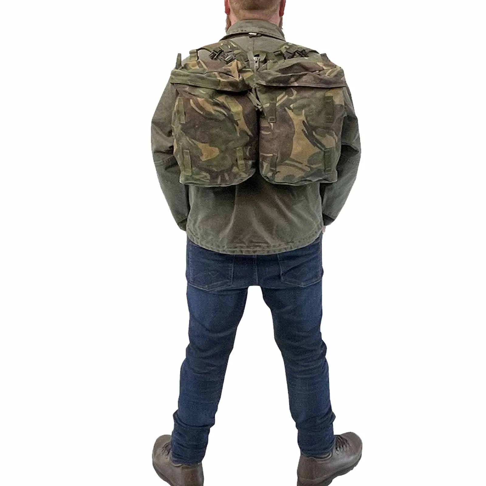 British Army 90L Short Back DPM Bergen With Side Pouches