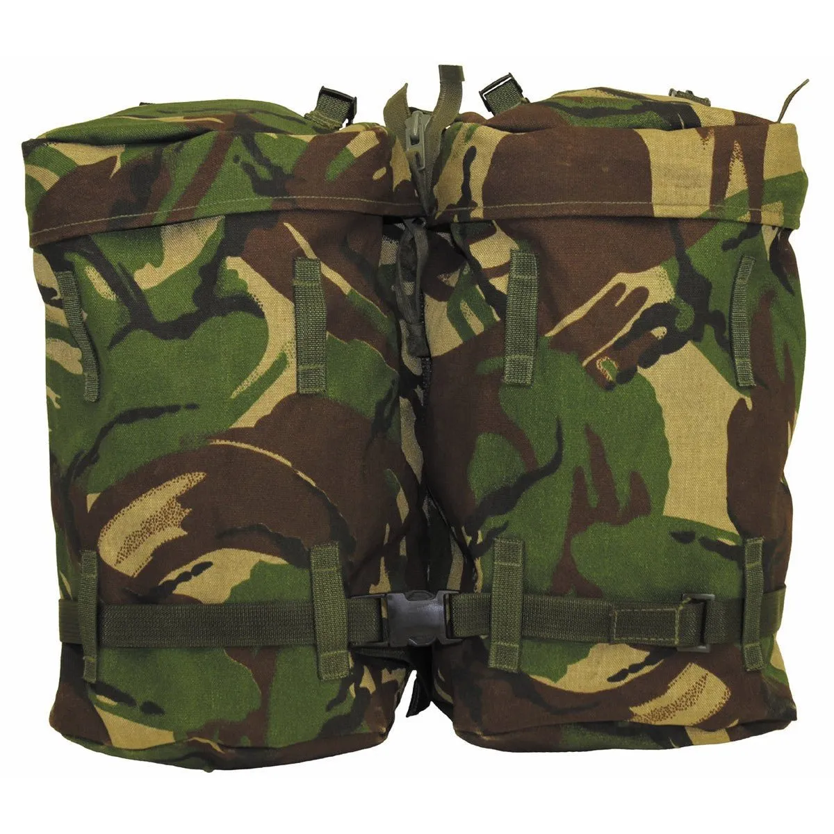 British Army 90L Short Back DPM Bergen With Side Pouches