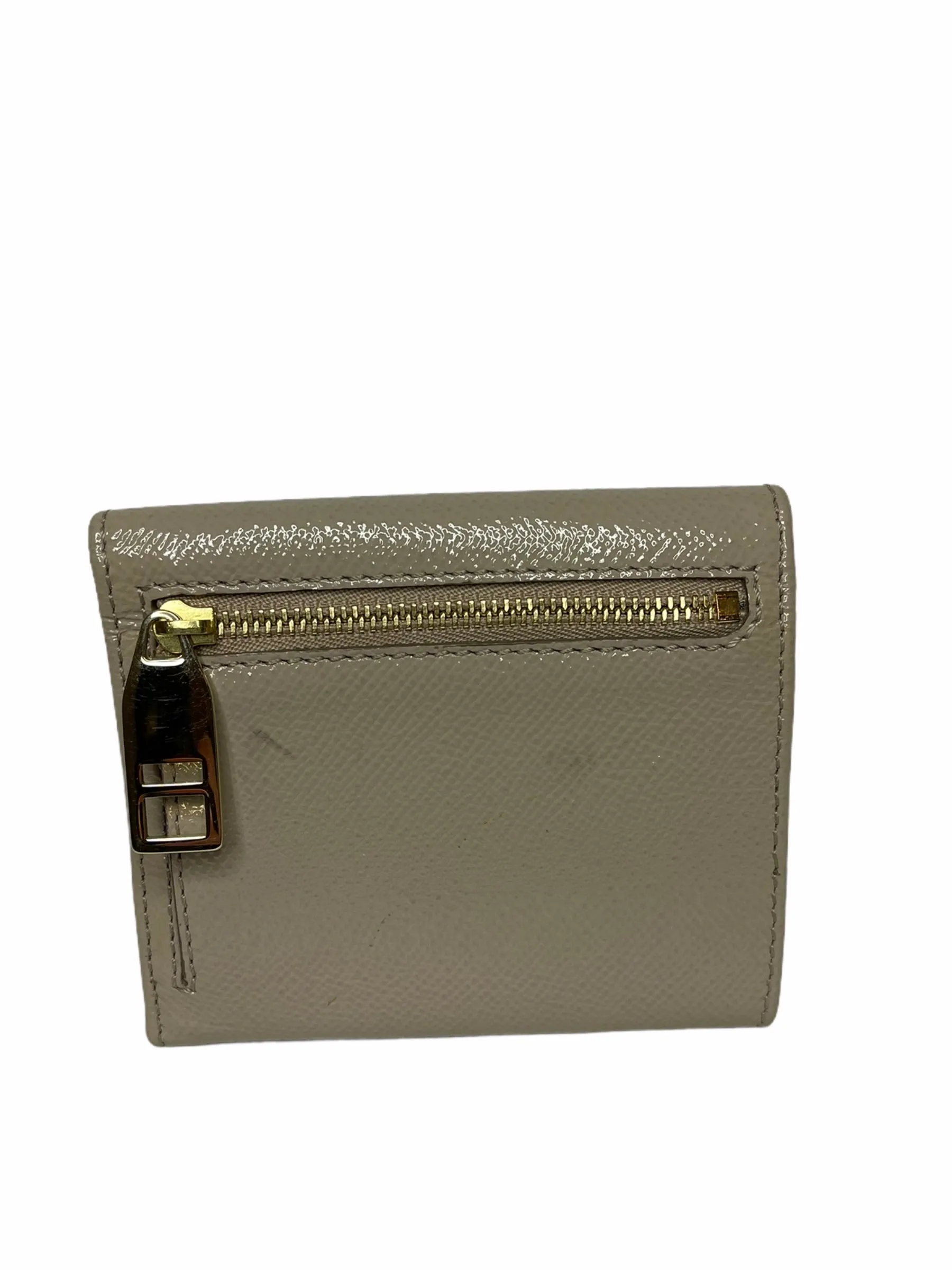 Burberry pale taupe grey patent leather wallet