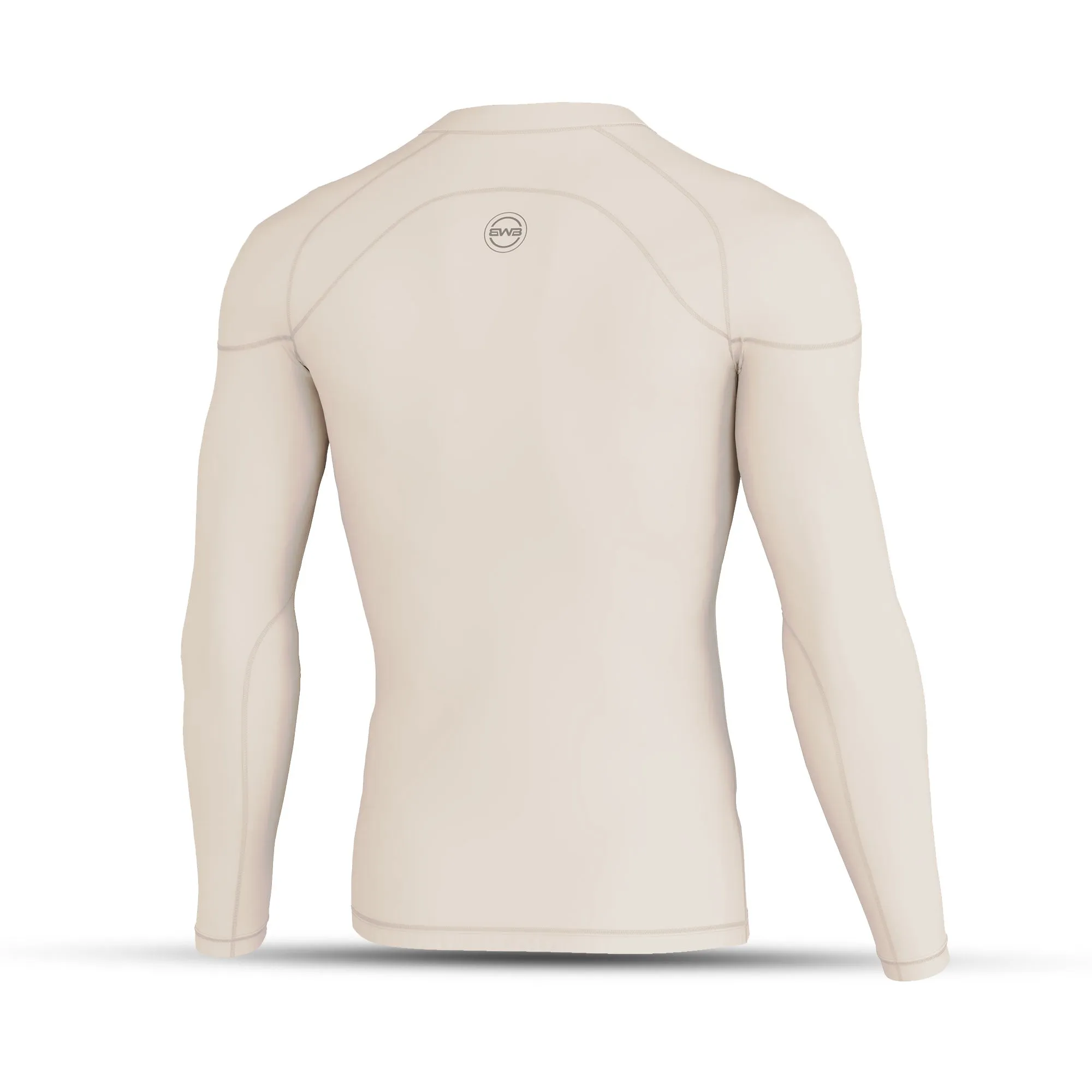 BWB MEN'S BEIGE LONG SLEEVE BASELAYER COMPRESSION SHIRT & LEGGINGS SET