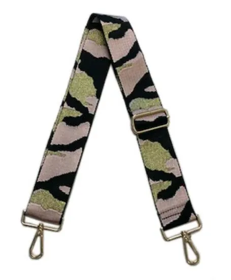 Camouflage Bag Strap With Gold Hardware Ahdorned