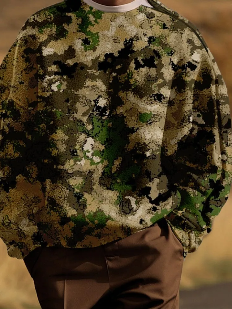 Casual Camo Sweatshirt with Shoulder Zip