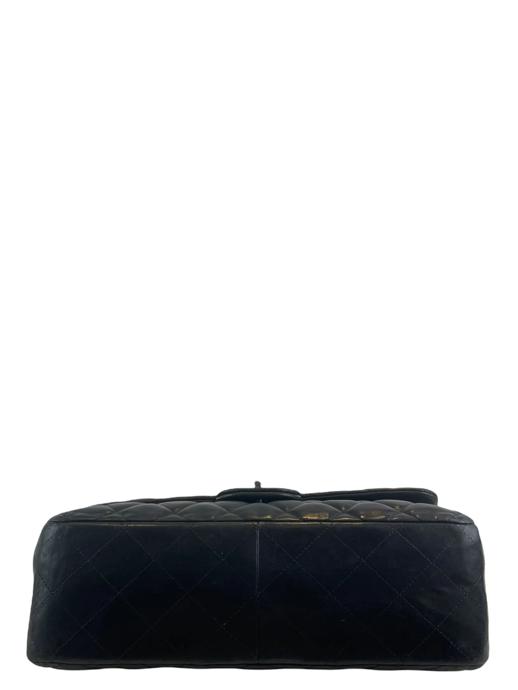 Chanel Black Lambskin Leather Jumbo Double Flap