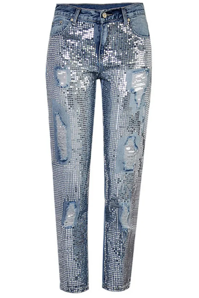 Charlie Charlie Charlotte-Sequin Denim Jeans