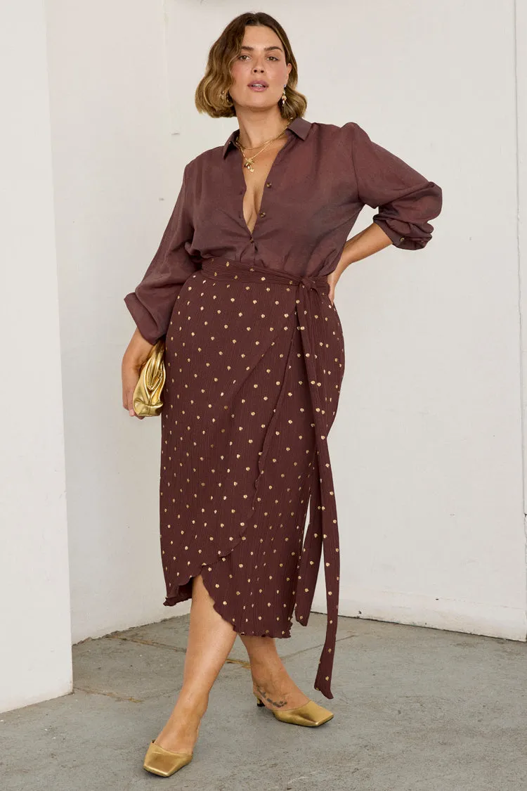 Chocolate Plisse Jaspre Skirt