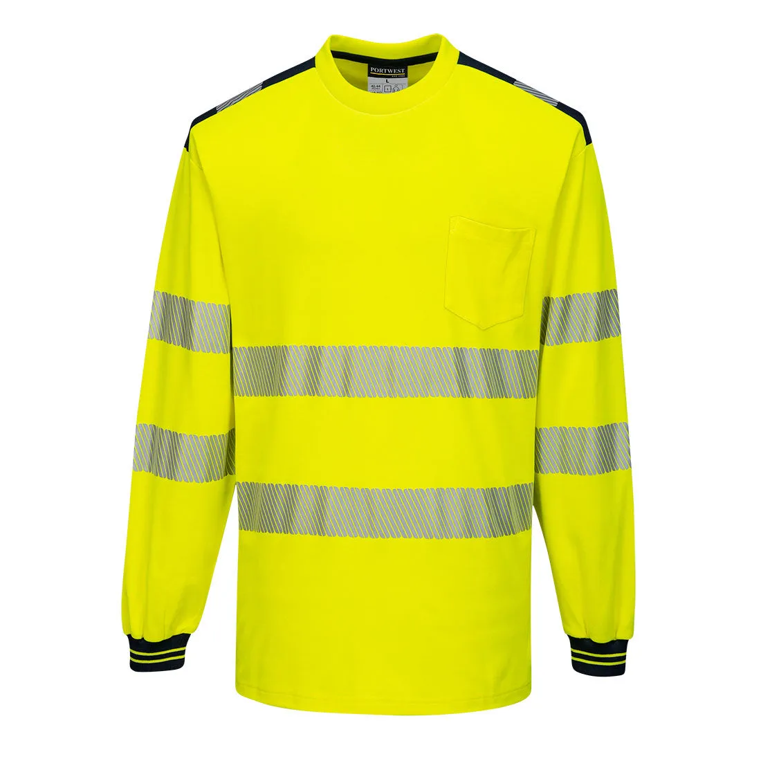 Class 3 Portwest PW3 Hi-Vis Long Sleeve T-Shirt Yellow/Black