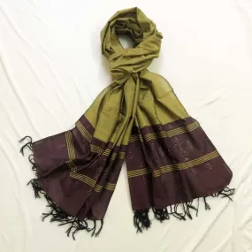 Cotton Olive Green & Brown Tangaliya Dupatta