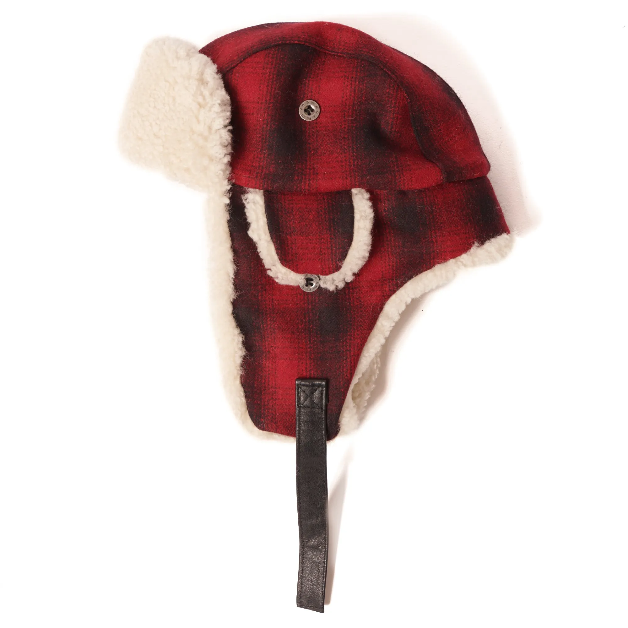 Crown Cap 2-86327 Shearling Aviator Cap - Red/Black