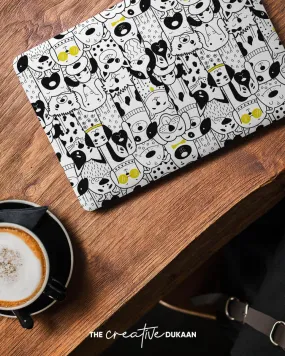 Cute Laptop Skin For Pet Lover With Puppy Pattern Doodles